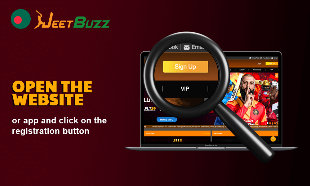 Step 1. Open the Jeet buzz website or app and click on the registration button